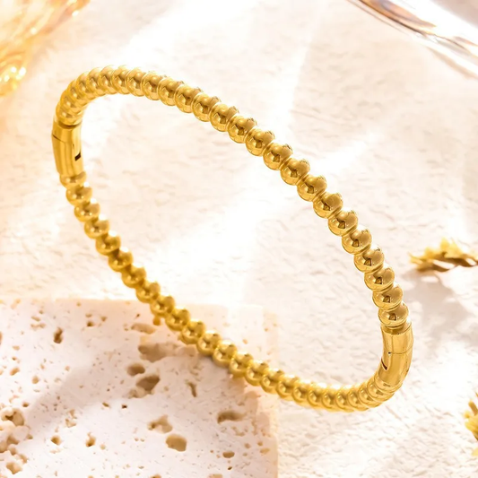 18K Gold Plated Everyday Boho Ball Bangle Stainless Steel
