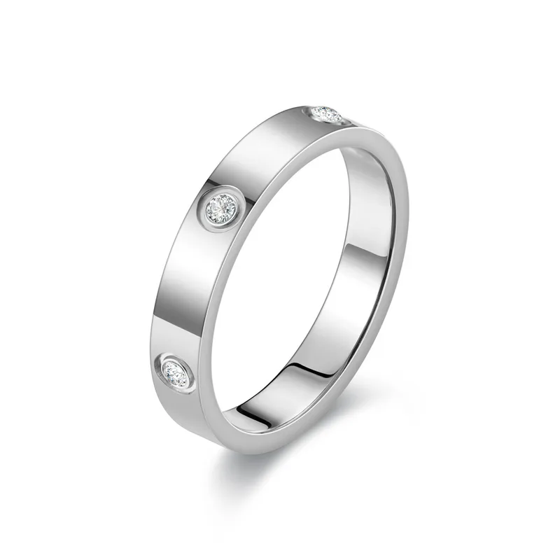 Silver Plated Classic Diamond Band  Stainless Steel
