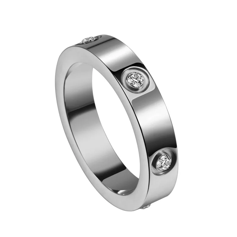 Silver Plated Classic Diamond Band  Stainless Steel