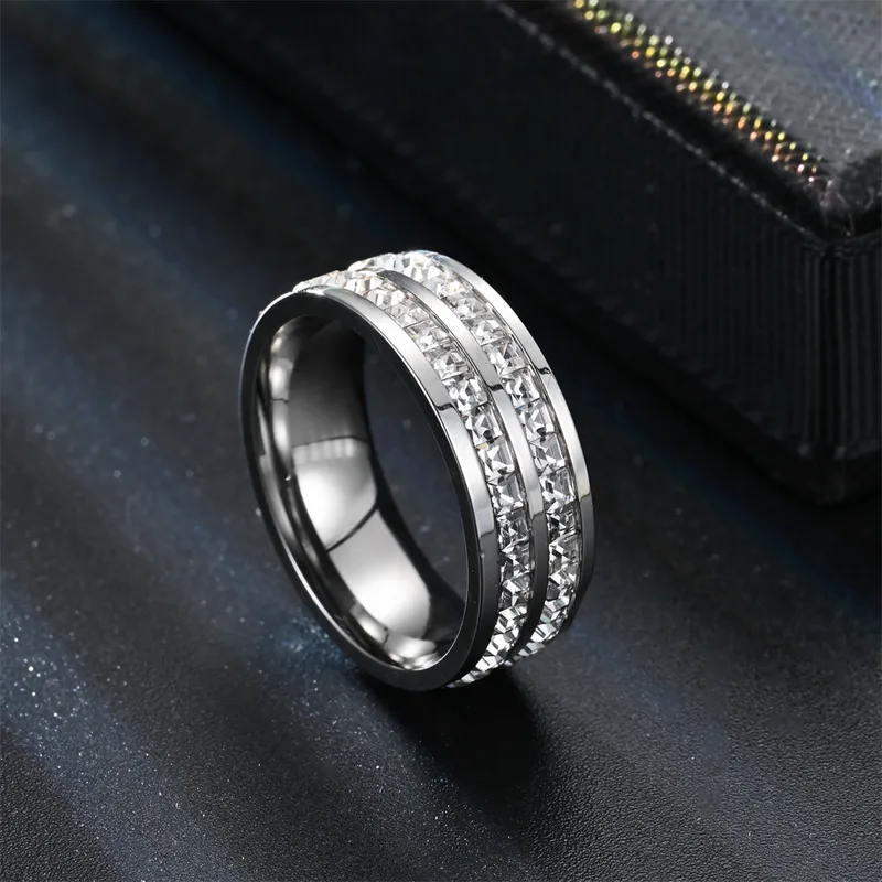 Silver Plated Double Layered Zircon Stainless Steel