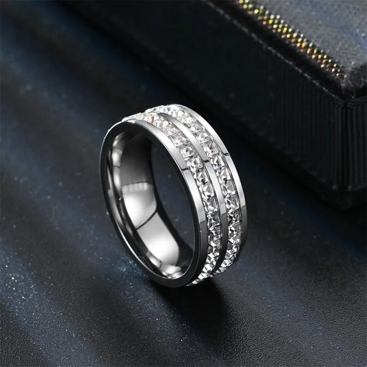 Silver Plated Double Layered Zircon Stainless Steel