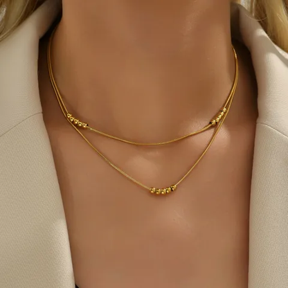 18K Gold Plated Layered Necklace Stainless Steel