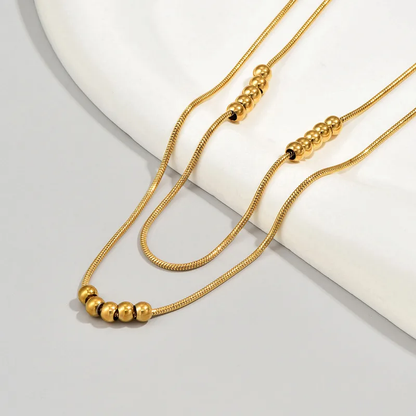 18K Gold Plated Layered Necklace Stainless Steel