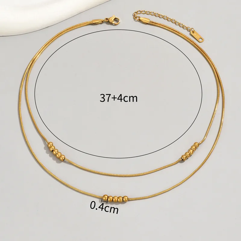 18K Gold Plated Layered Necklace Stainless Steel