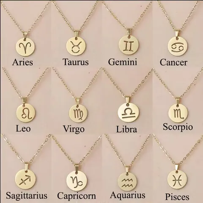 Zodiac Star Sign Necklace 18K Gold Plated Hypoallergenic