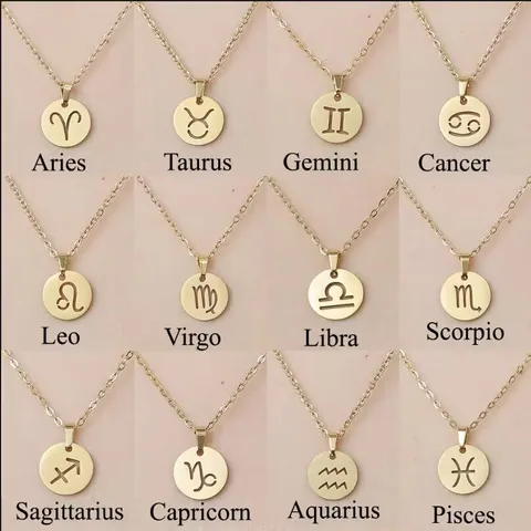 Zodiac Star Sign Necklace 18K Gold Plated Hypoallergenic