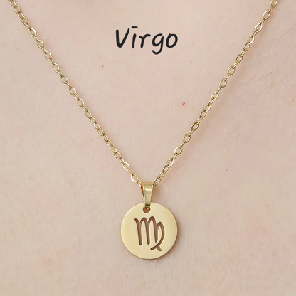 Zodiac Star Sign Necklace 18K Gold Plated Hypoallergenic