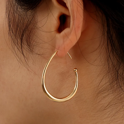 Gorgeous Oval Hoop Earrings 18K Gold Plated Stainless Steel Waterproof