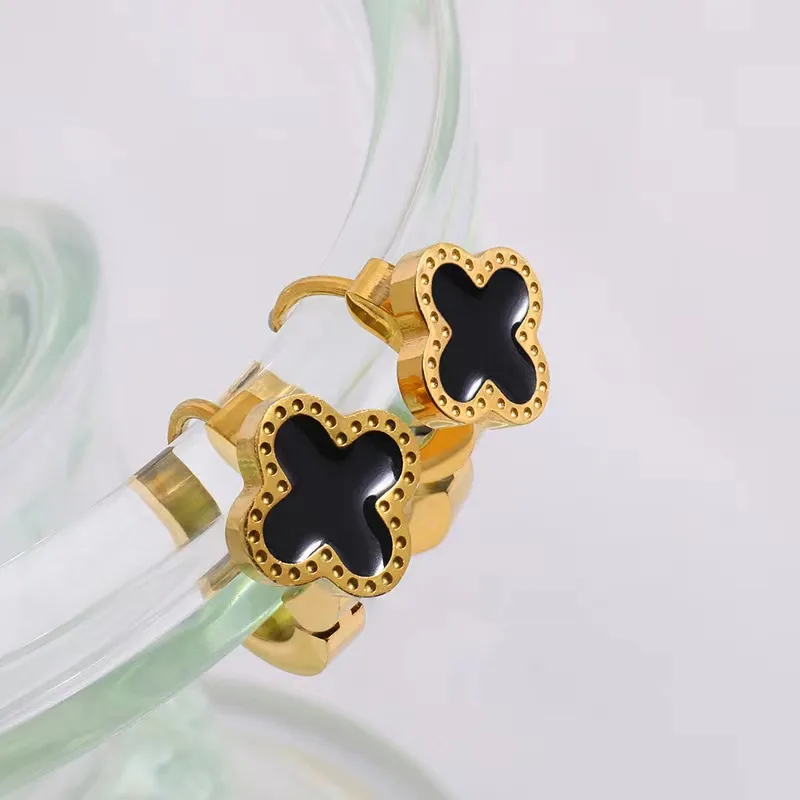 Black Cross Huggie Hoop Earrings Tarnish Free Stainless Steel