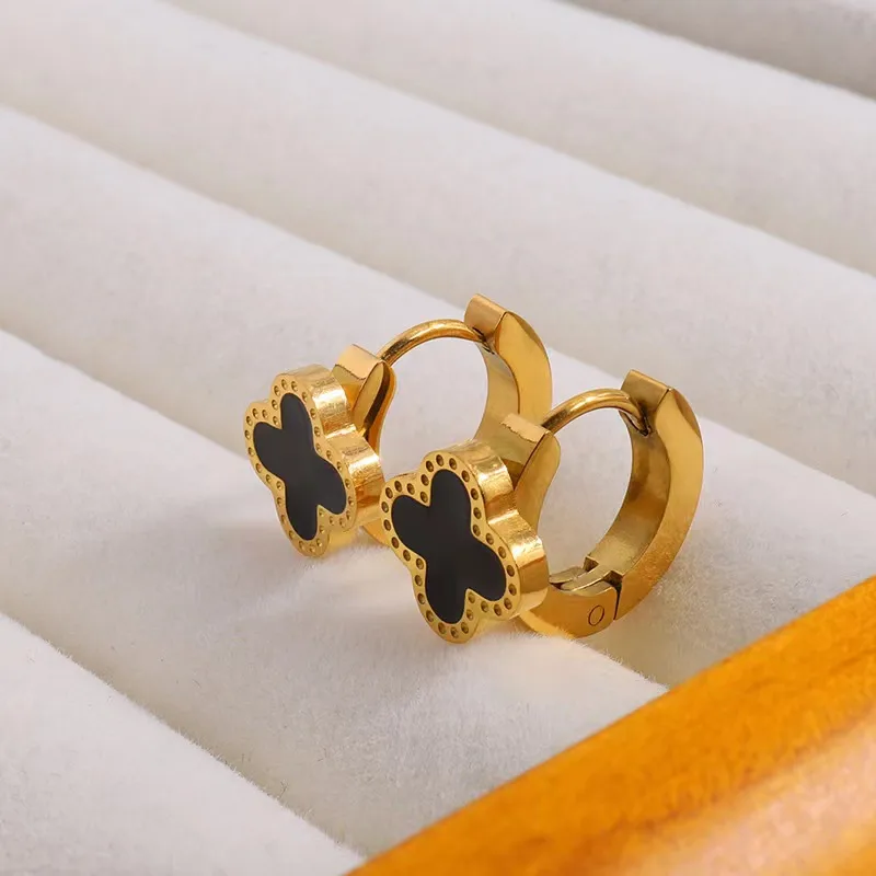 Black Cross Huggie Hoop Earrings Tarnish Free Stainless Steel