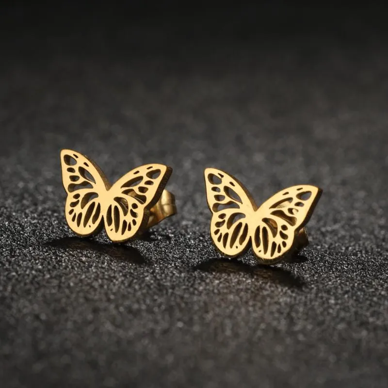 18K Gold Plated Small Butterfly Studs Stainless Steel Waterproof Tarnish Free