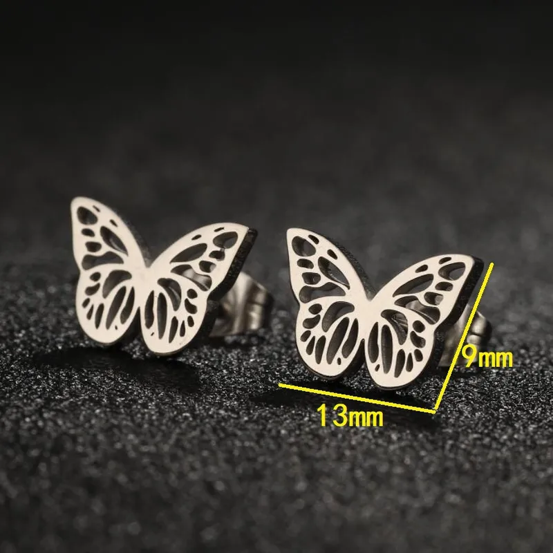 18K Gold Plated Small Butterfly Studs Stainless Steel Waterproof Tarnish Free