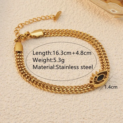 Cable Chain Black Evil Eye Pendant Necklace and Bracelet Hypoallergenic Tarnish Free Waterproof