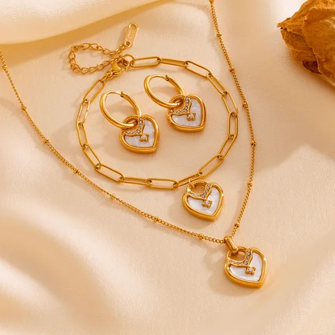 18k Gold Plated Heart Pendant Necklace OR Bracelet OR Huggie Earrings