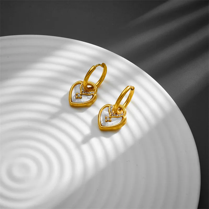 18k Gold Plated Heart Pendant Necklace OR Bracelet OR Huggie Earrings