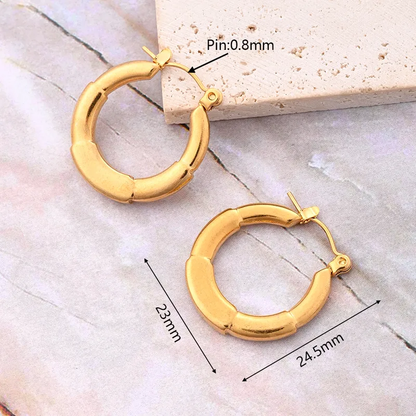 Horseshoe Design Solid Gold Hoop Earrings Stainless Steel Tarnish Free Waterproof