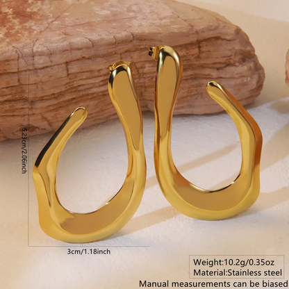 Abstract Irregular Curve Earrings Hypoallergenic Waterproof Gold Plated