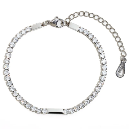 Classic Tennis Zircon Bracelet Stainless Steel Waterproof