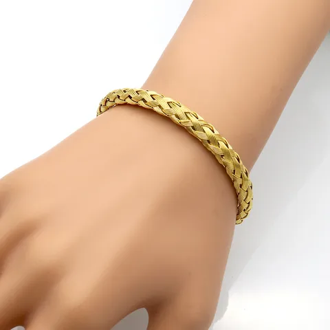 Plaited Design Open Mesh Adjustable Bangle 18K Gold Plated