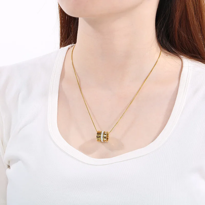 Roman Numeral Ring Pendant Necklace 18k Gold Plated