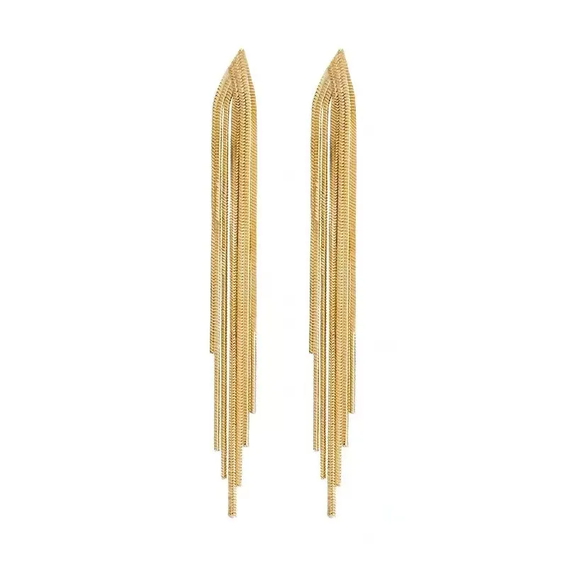 Long Tassle Earrings 18K Gold Plated Stainless Steel