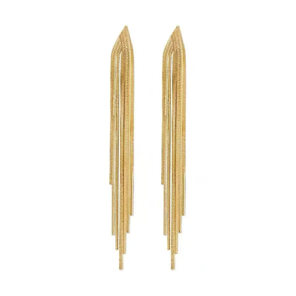 Long Tassle Earrings 18K Gold Plated Stainless Steel