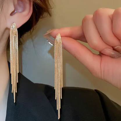 Long Tassle Earrings 18K Gold Plated Stainless Steel