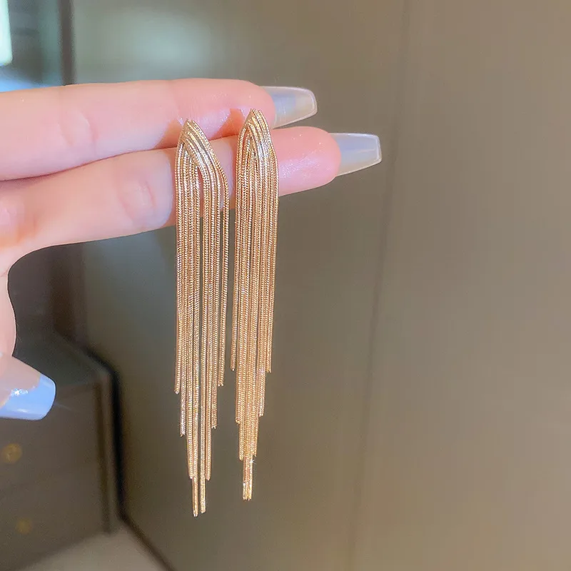 Long Tassle Earrings 18K Gold Plated Stainless Steel