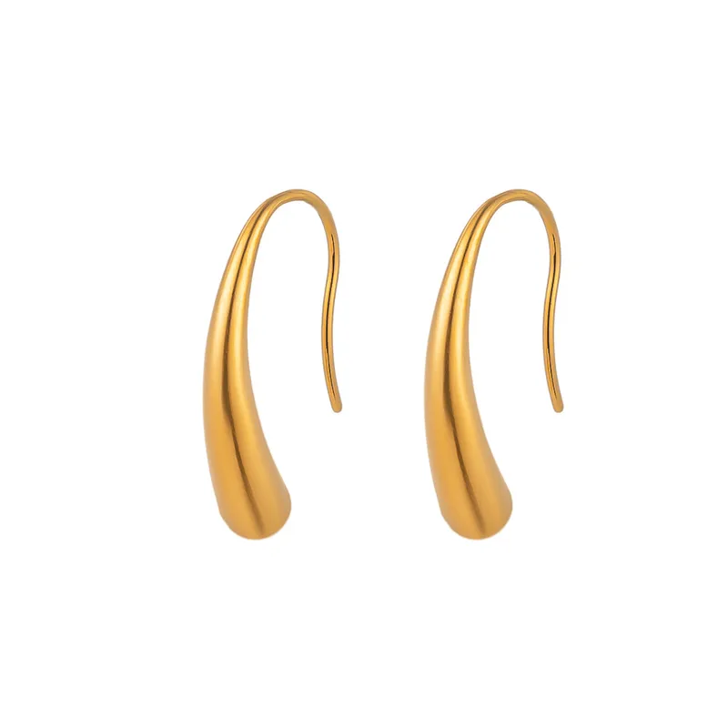 18K Gold Plated Drop Hook Earrings Stainless Steel Tarnish Free