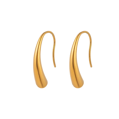 18K Gold Plated Drop Hook Earrings Stainless Steel Tarnish Free