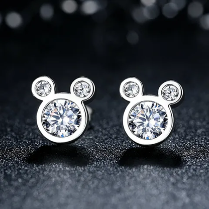Silver Plated Cute Animal Zircon Stud Earrings Stainless Steel Tarnish Free