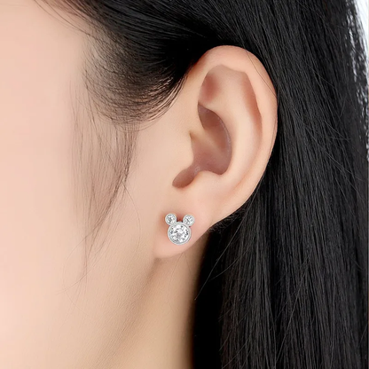 Silver Plated Cute Animal Zircon Stud Earrings Stainless Steel Tarnish Free