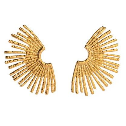 Statement Textured Sun Earrings 18K Gold Plated  Stainless Steel