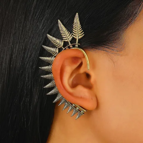 Statement Leaf Ear Cuff 18K Gold Plated Stainless Steel