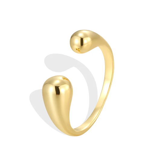 18K Gold Plated Open Curved Ring Stainless Steel Hypoallergenic
