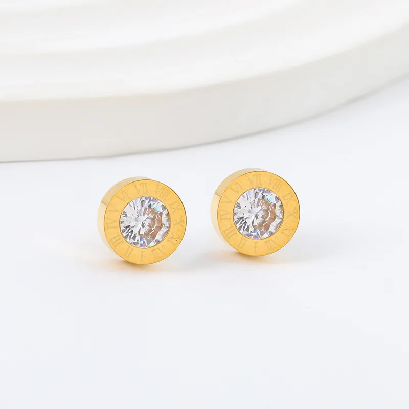Roman Numeral Stud Earrings, 18K Gold Plated, Hypoallergenic, Stainless Steel