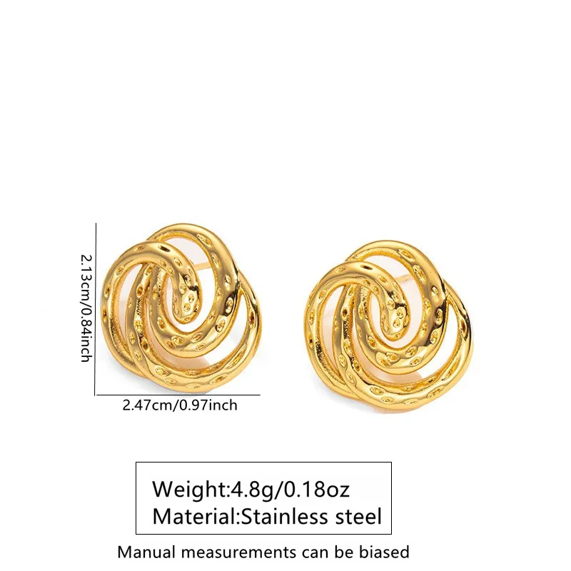 Spiral Swirl Gold Plated Stud Earrings, Stainless Steel, Hypoallergenic