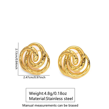 Spiral Swirl Gold Plated Stud Earrings, Stainless Steel, Hypoallergenic