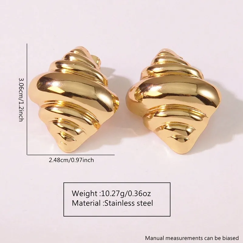 Croissant Shaped Stud Earrings, 18K Gold Plated, Stainless Steel