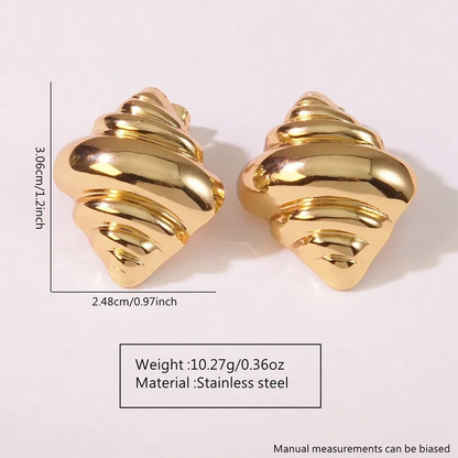 Croissant Shaped Stud Earrings, 18K Gold Plated, Stainless Steel