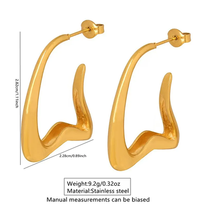 Maria Open Hoop Abstract  Gold Plated Earrings, Stainless Steel