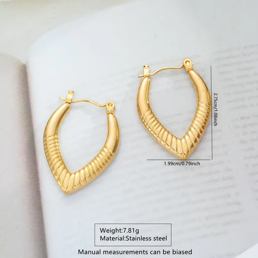 Katy Hoop Earrings, 18K Gold Plated Stainless Steel, Waterproof