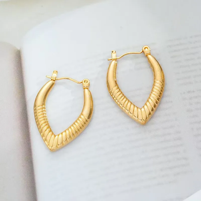 Katy Hoop Earrings, 18K Gold Plated Stainless Steel, Waterproof