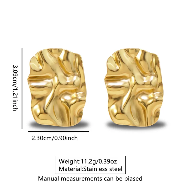 Abstract Rectangular Earrings, Stainless Steel, 18K Gold Plated