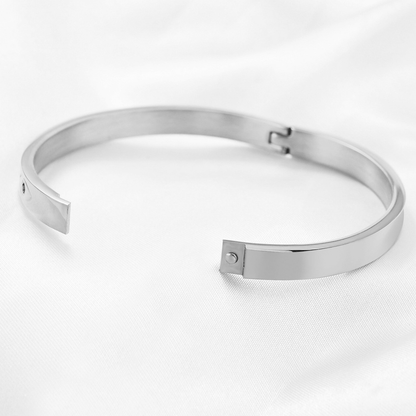 Evil Eye Multi Stone Silver Bangle, Protection Bangle, Stainless Steel