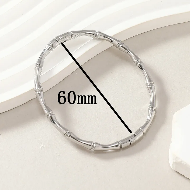 Bamboo Bangle Silver, Minimalist Everyday Waterproof Bangle
