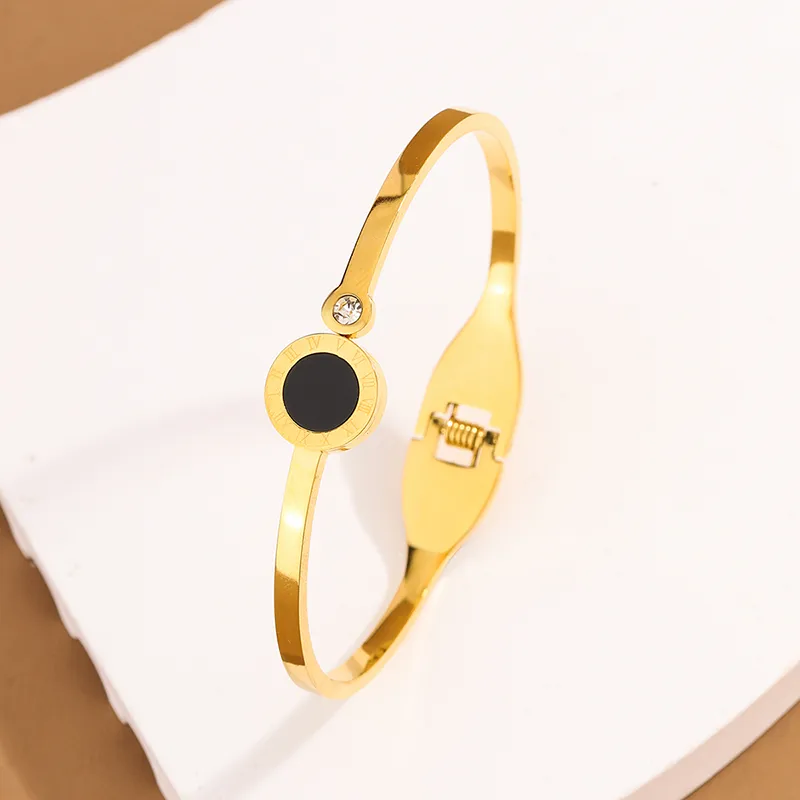 Roman Numeral Gold Zircon Bangle, Minimalist Gift for Her