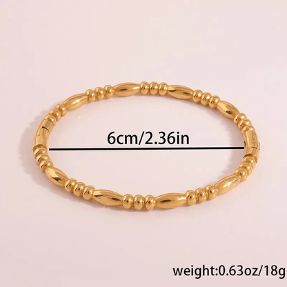 Gold Bead Bangle, Boho Stacking Bangle, Stainless Steel