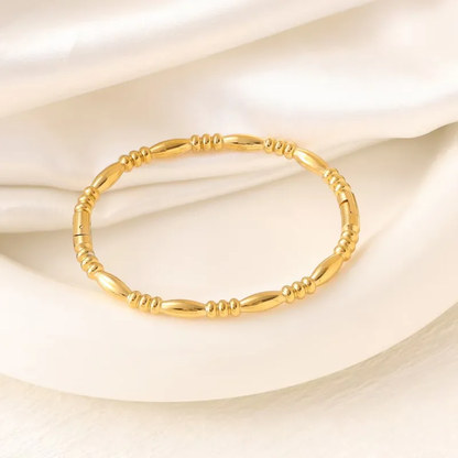 Gold Bead Bangle, Boho Stacking Bangle, Stainless Steel
