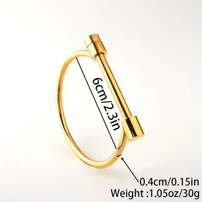 T-Bar Gold Bangle, Gold Cuff Bangle, Stainless Steel